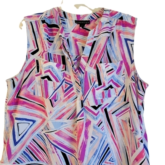 Attention Multicolor Triangle Geometric Print Dres - Picture 2 of 10